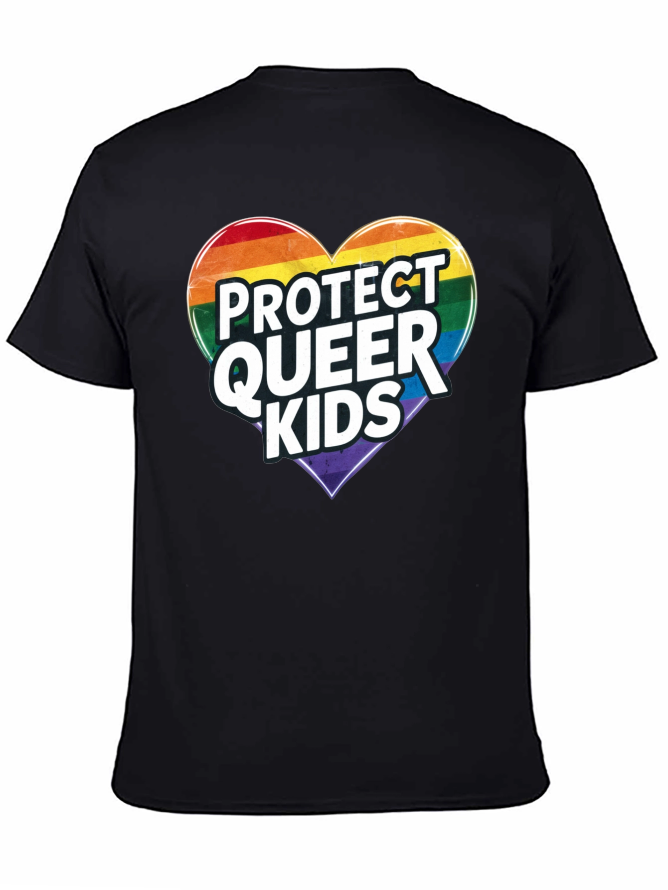 Protect Queer Kids Rainbow Heart Graphic Tee