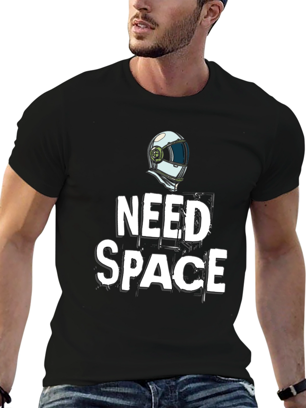 Need Space T-Shirt: Biker Helmet Graphic Tee