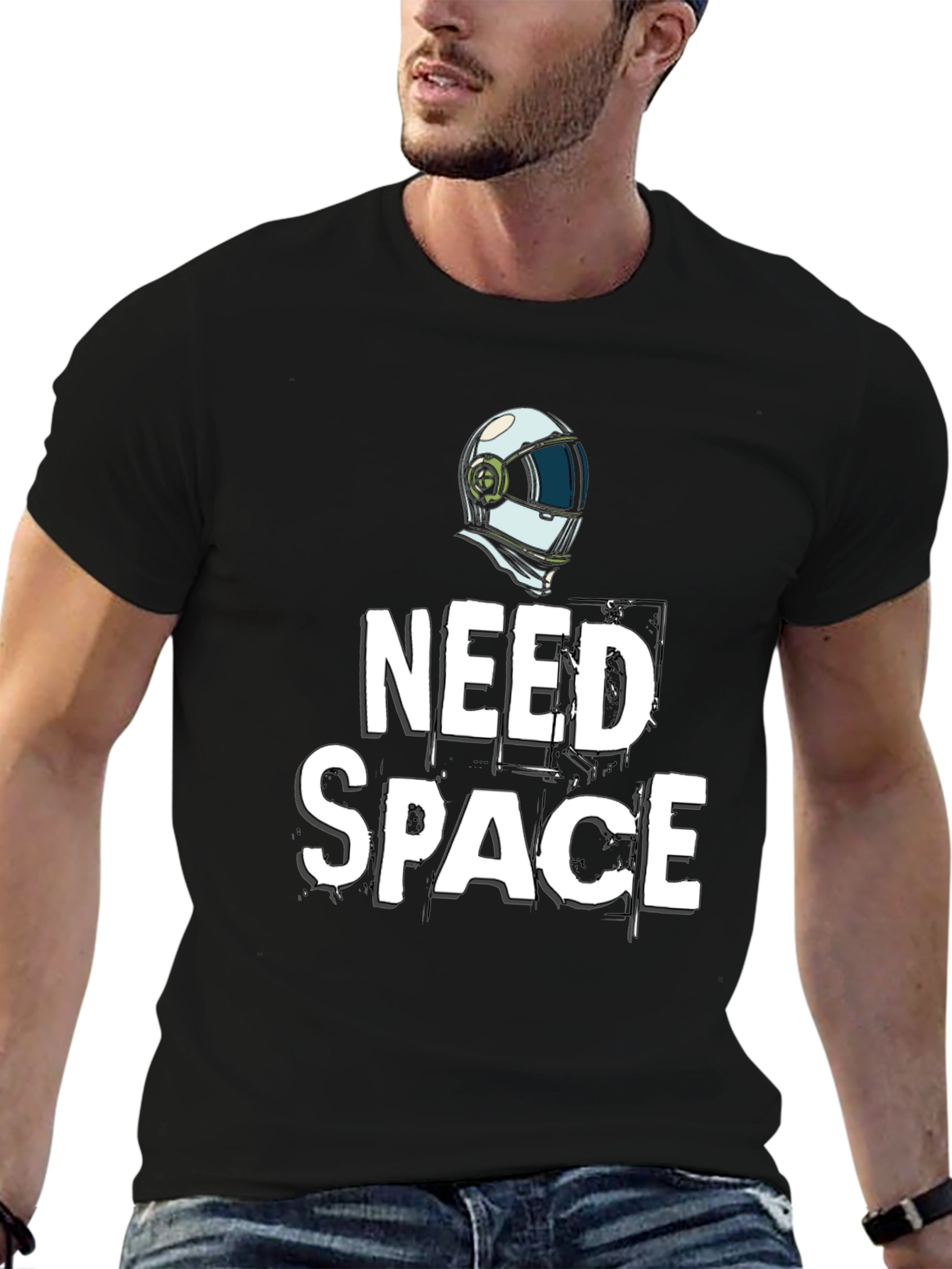Need Space T-Shirt: Biker Helmet Graphic Tee