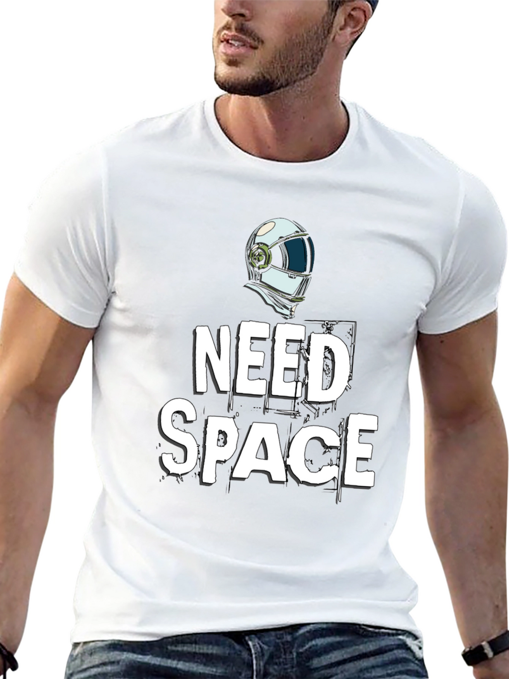 Need Space T-Shirt: Biker Helmet Graphic Tee