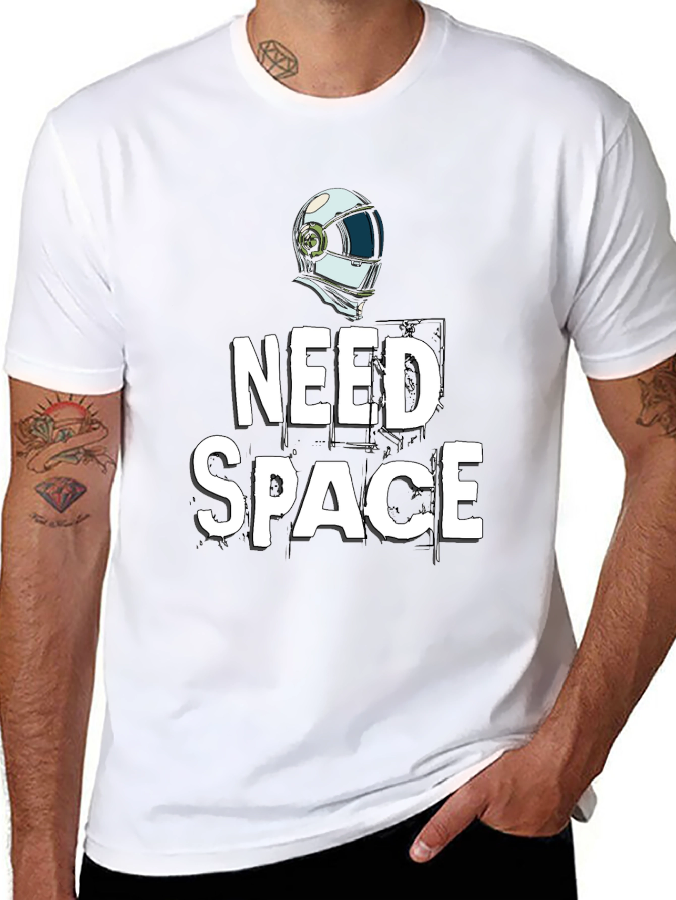 Need Space T-Shirt: Biker Helmet Graphic Tee
