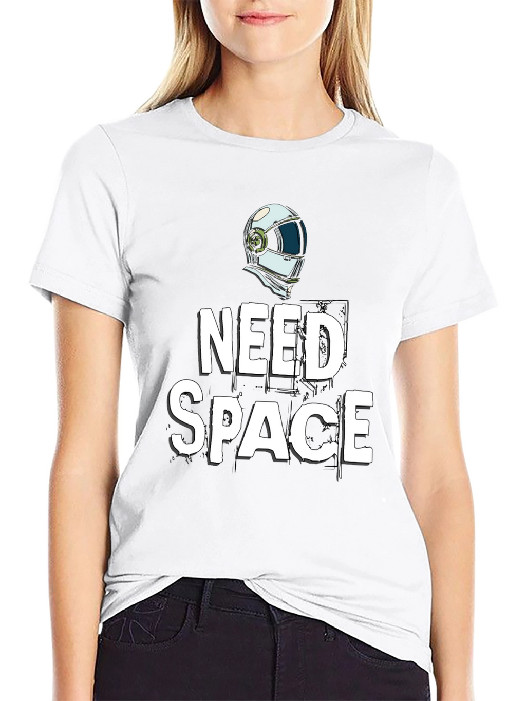 Need Space T-Shirt: Biker Helmet Graphic Tee
