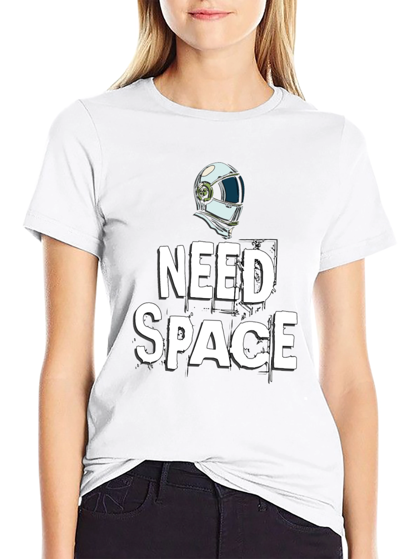 Need Space T-Shirt: Biker Helmet Graphic Tee