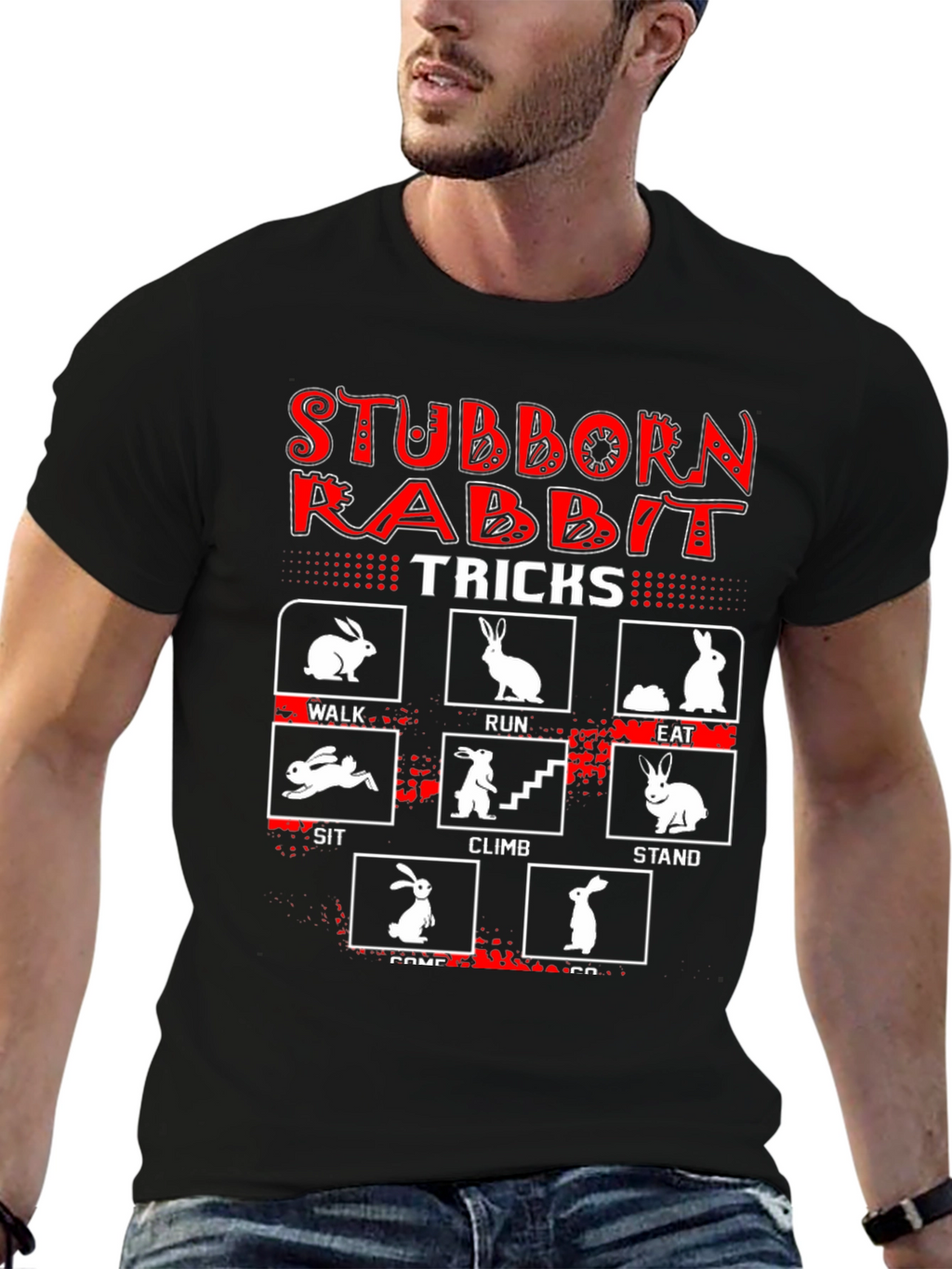 Stubborn Rabbit Tricks Graphic T-Shirt