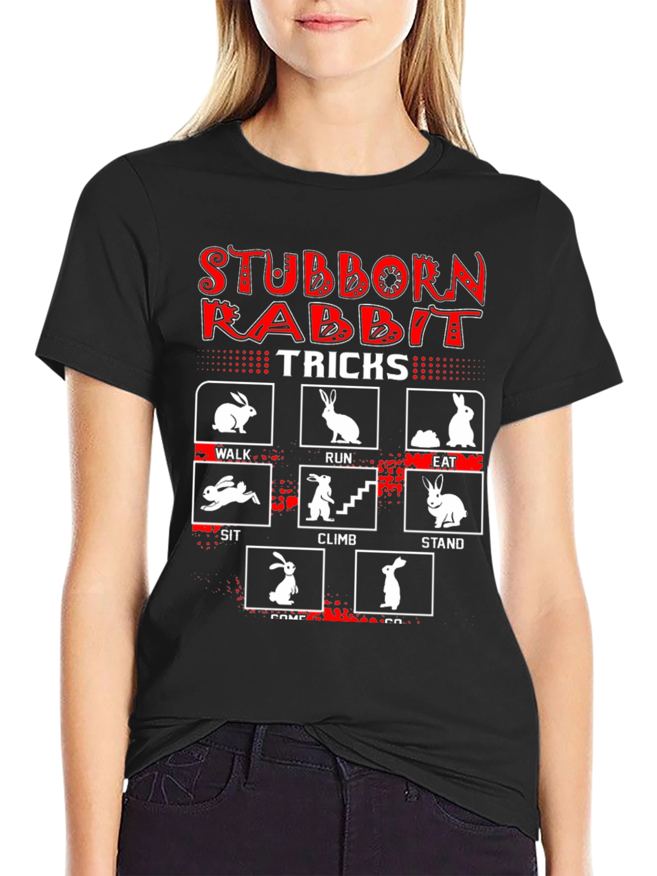 Stubborn Rabbit Tricks Graphic T-Shirt