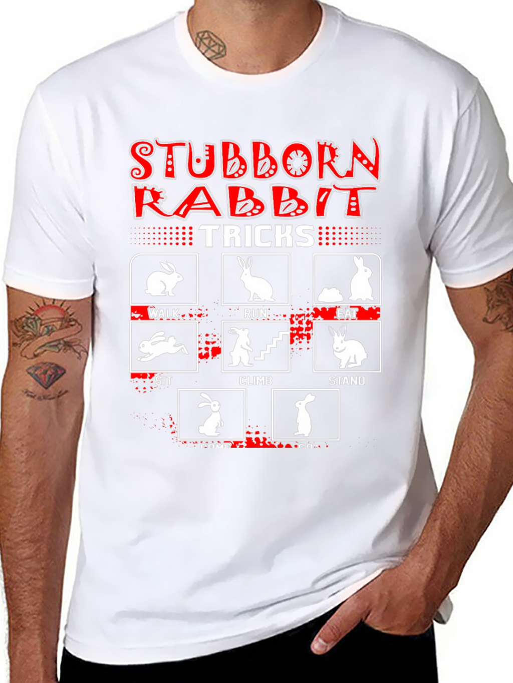 Stubborn Rabbit Tricks Graphic T-Shirt