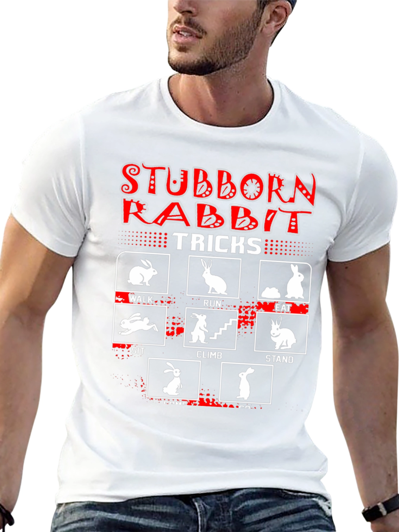 Stubborn Rabbit Tricks Graphic T-Shirt