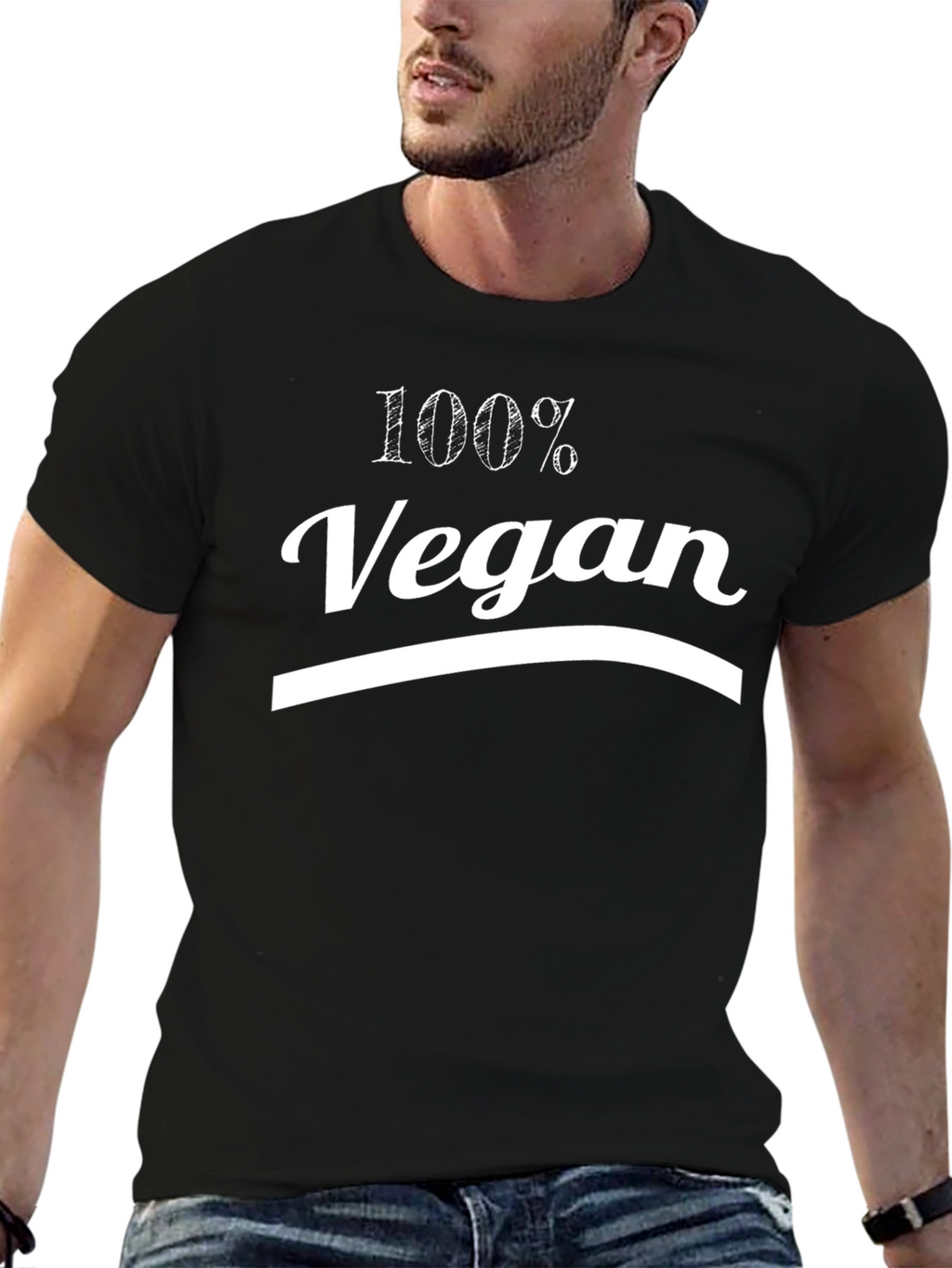 100% Vegan Black T-Shirt - Ethical & Stylish