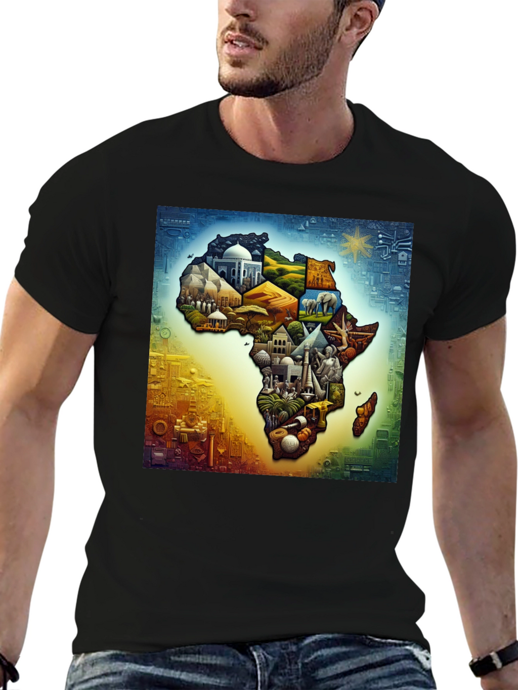 African Continent Landmarks Graphic Tee