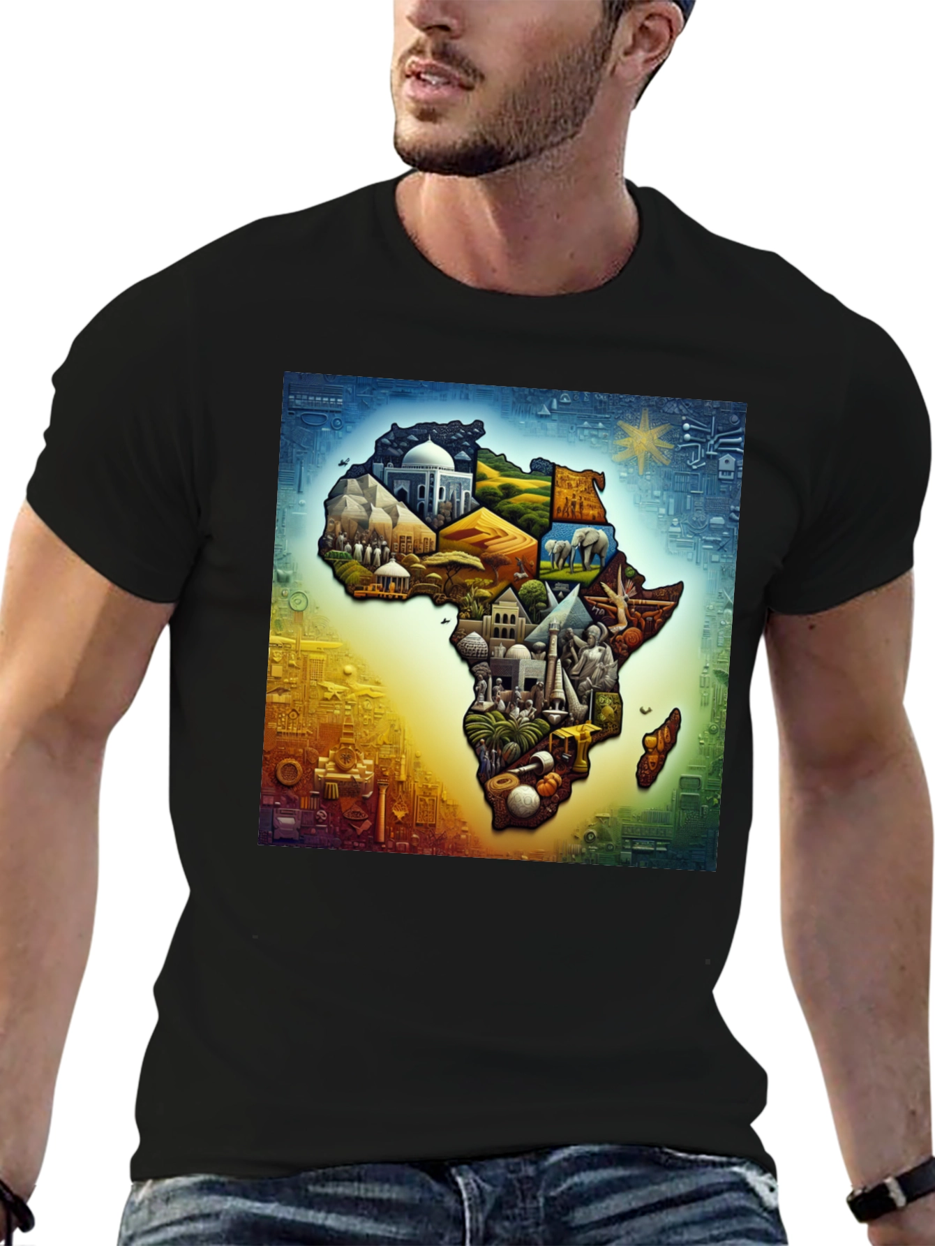 African Continent Landmarks Graphic Tee