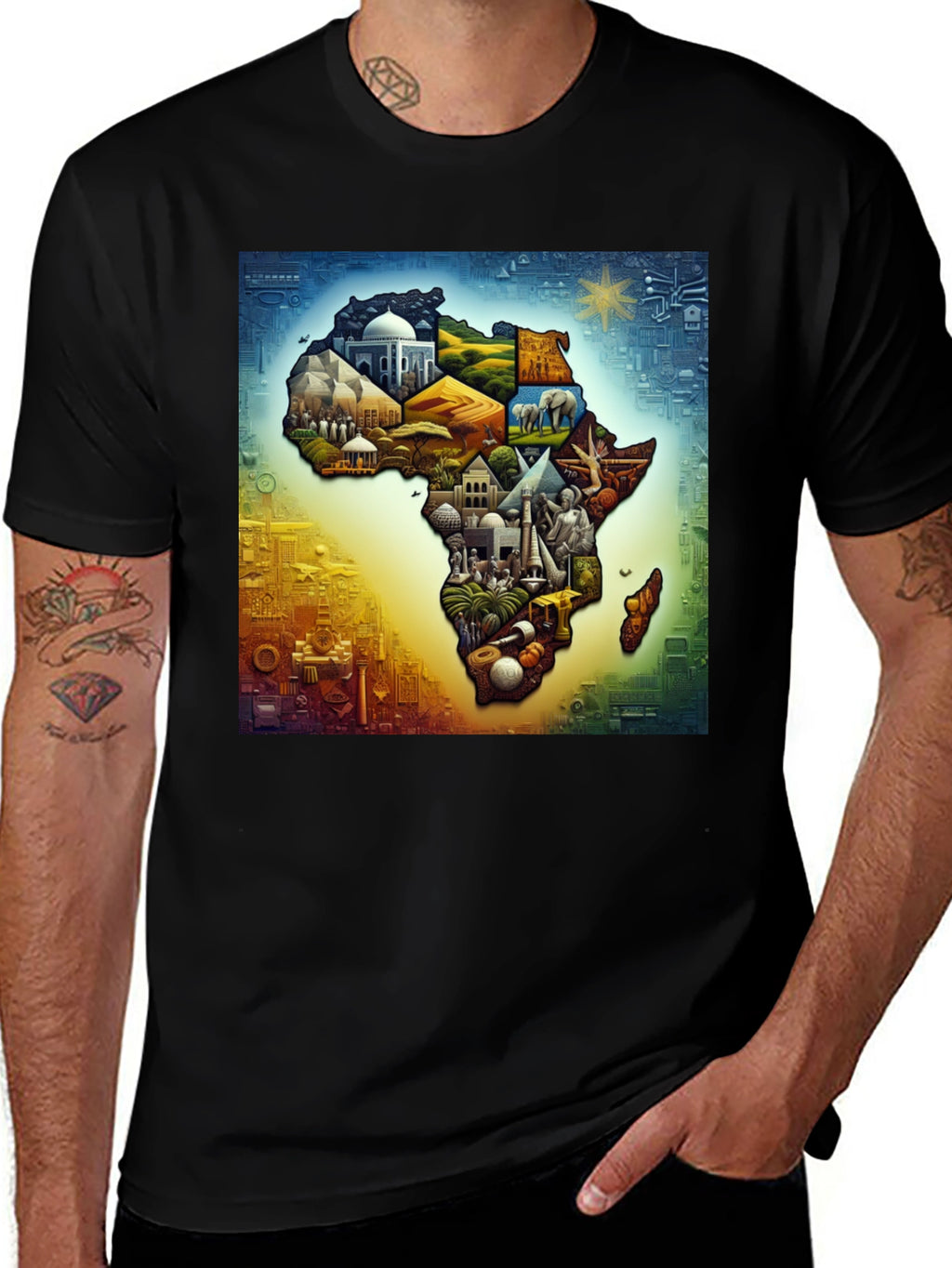 African Continent Landmarks Graphic Tee