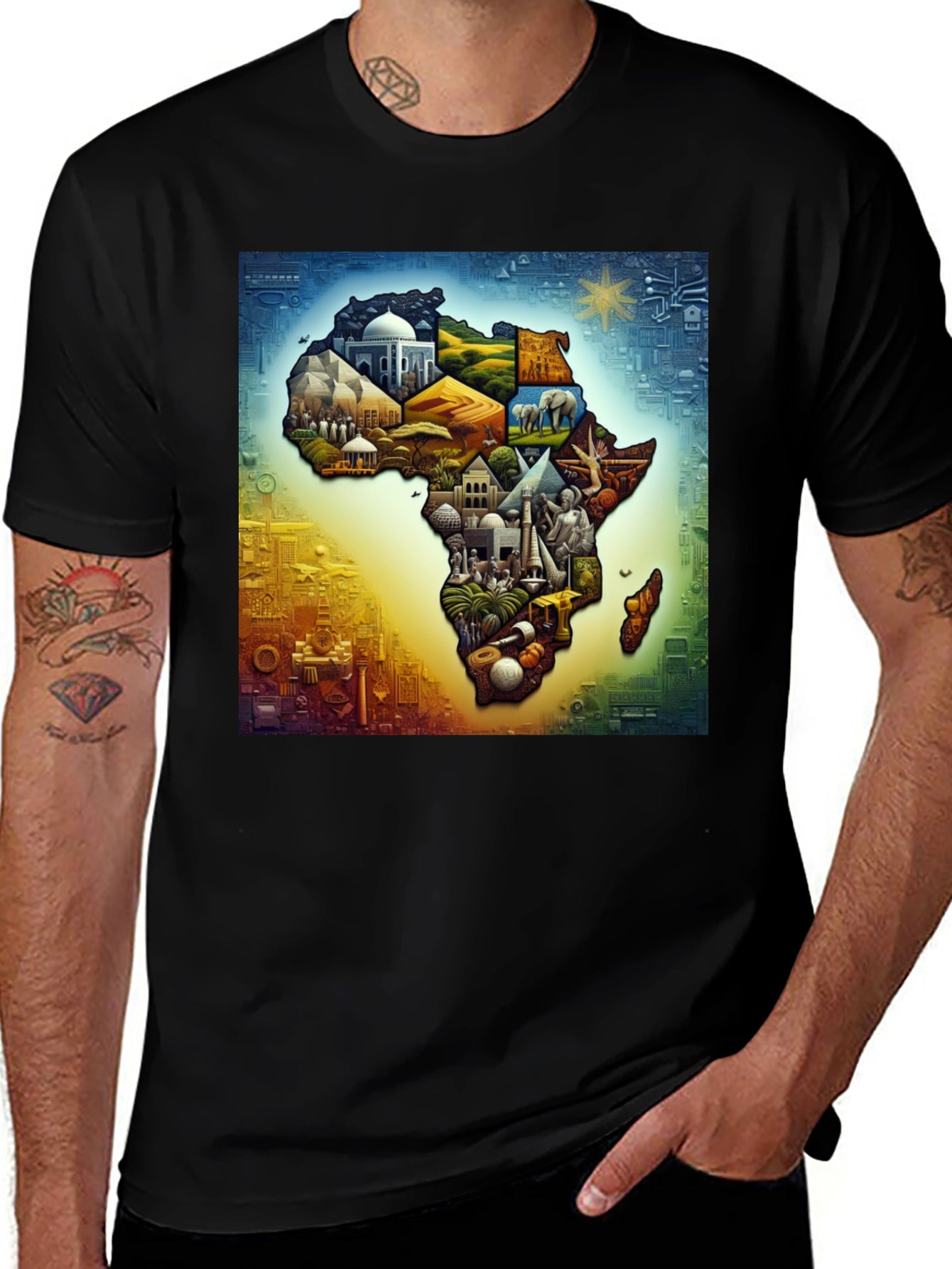 African Continent Landmarks Graphic Tee