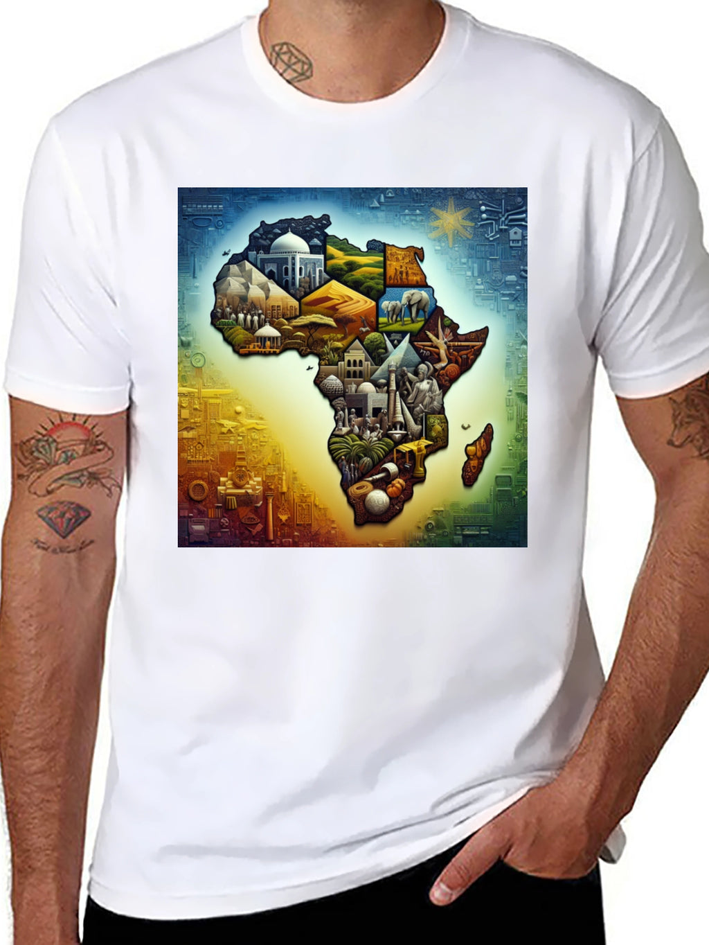 African Continent Landmarks Graphic Tee