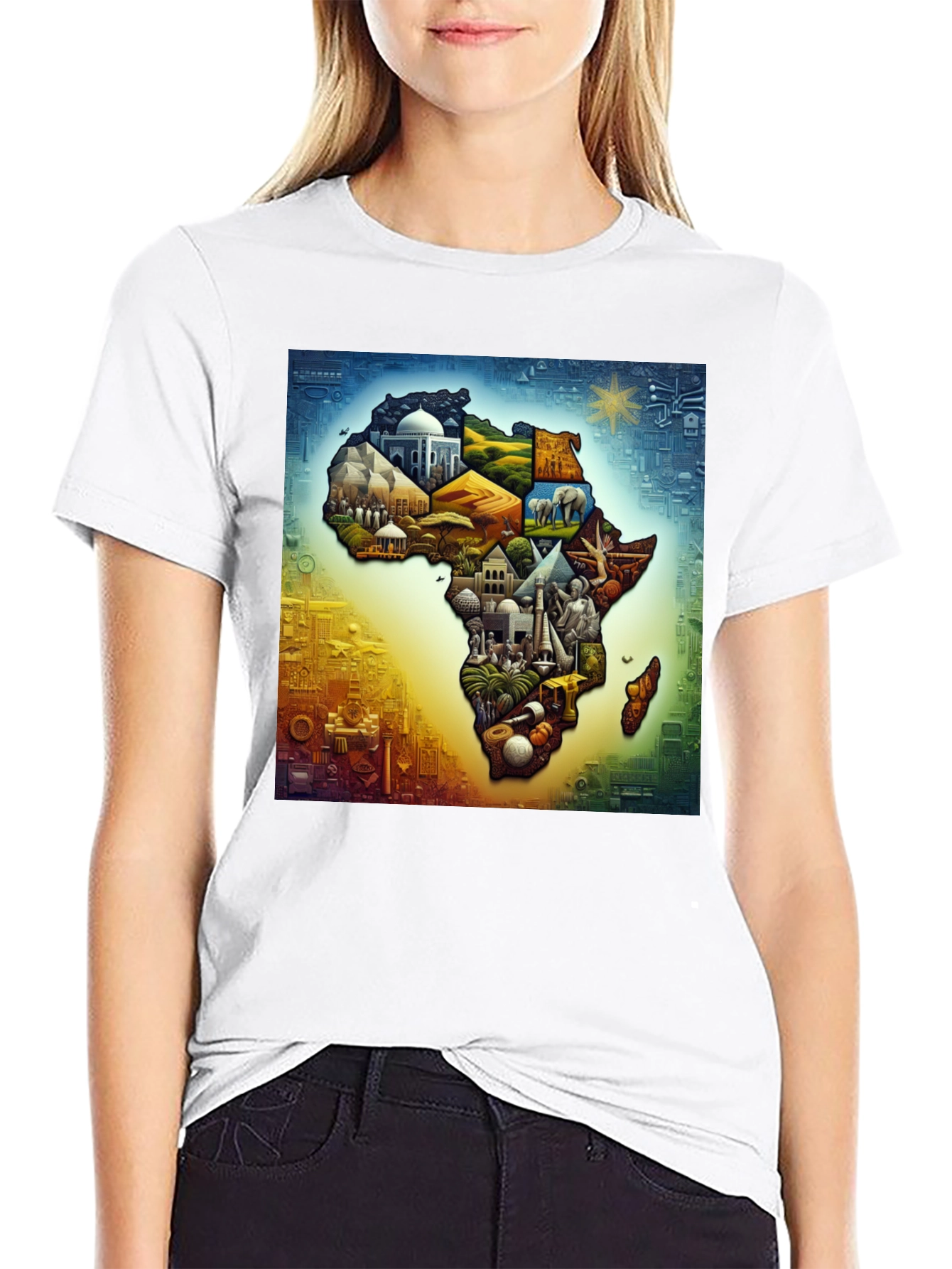 African Continent Landmarks Graphic Tee
