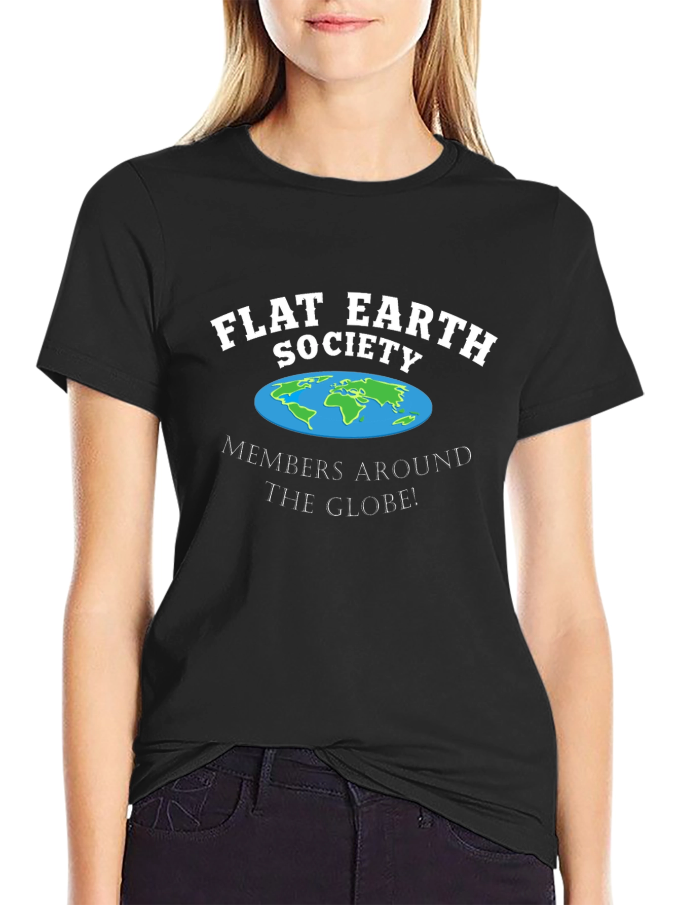 Flat Earth Society Black T-Shirt