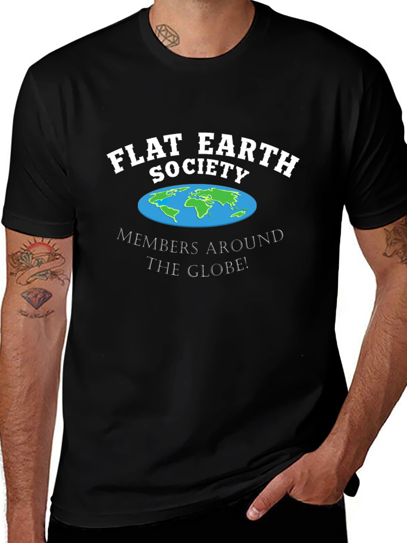 Flat Earth Society Black T-Shirt
