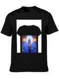 Black Graphic Tee with Religious Scene