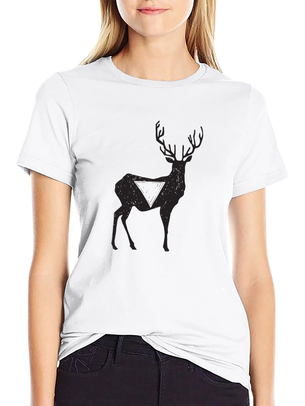 Mens Black Deer Graphic T-Shirt