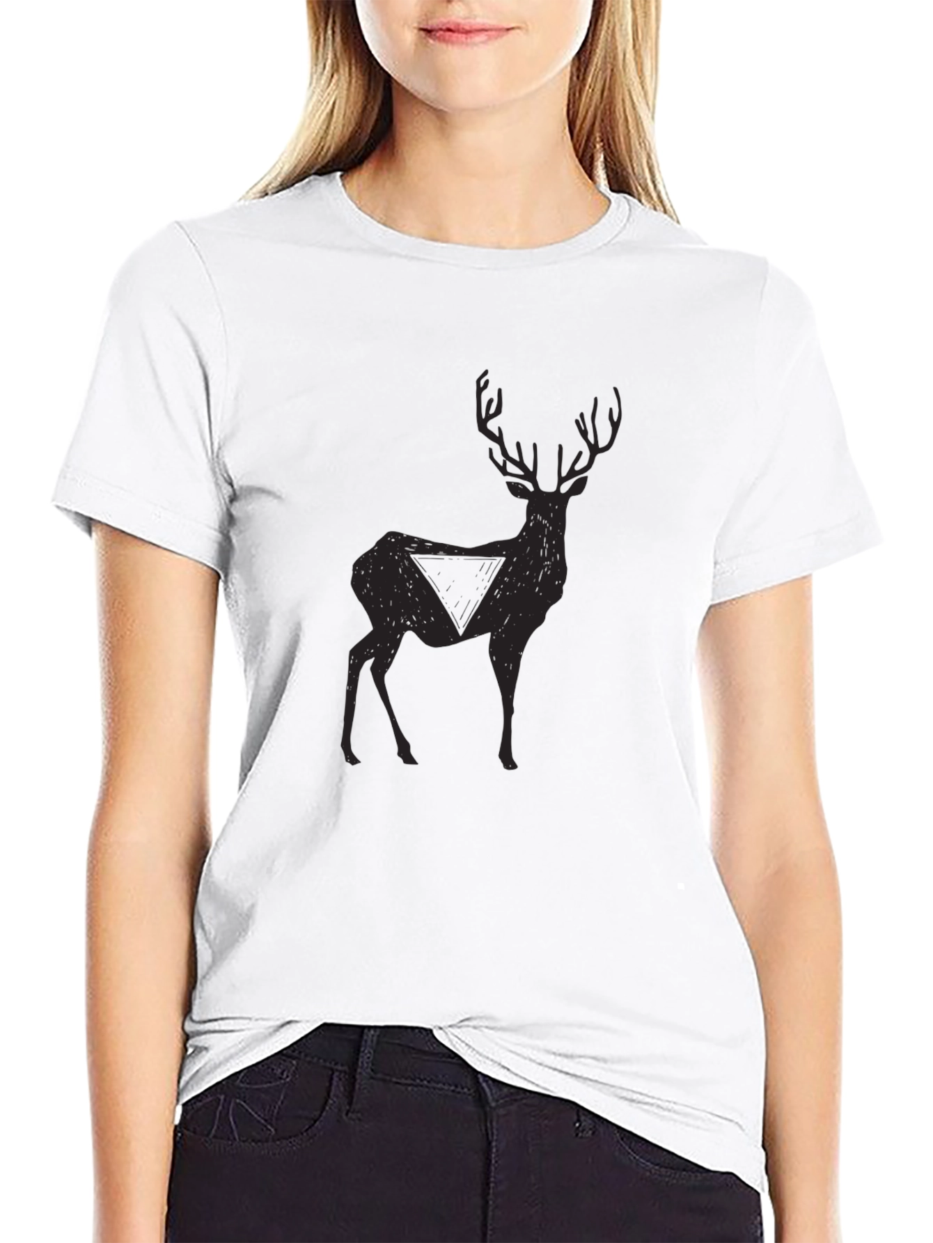 Mens Black Deer Graphic T-Shirt