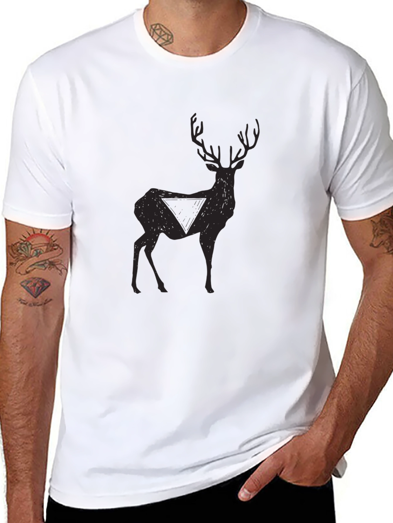 Mens Black Deer Graphic T-Shirt