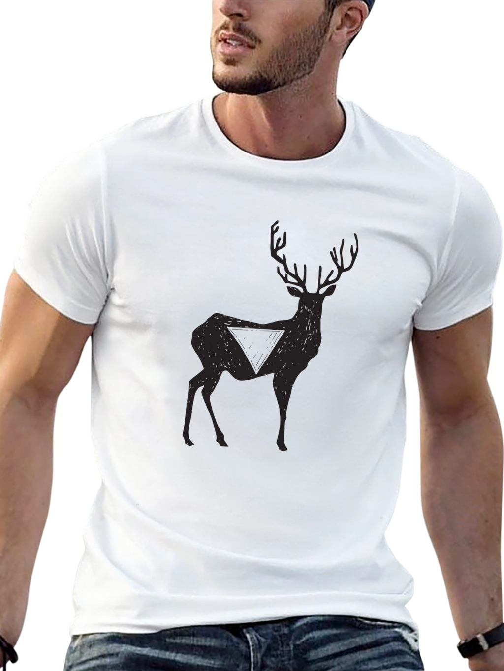 Mens Black Deer Graphic T-Shirt
