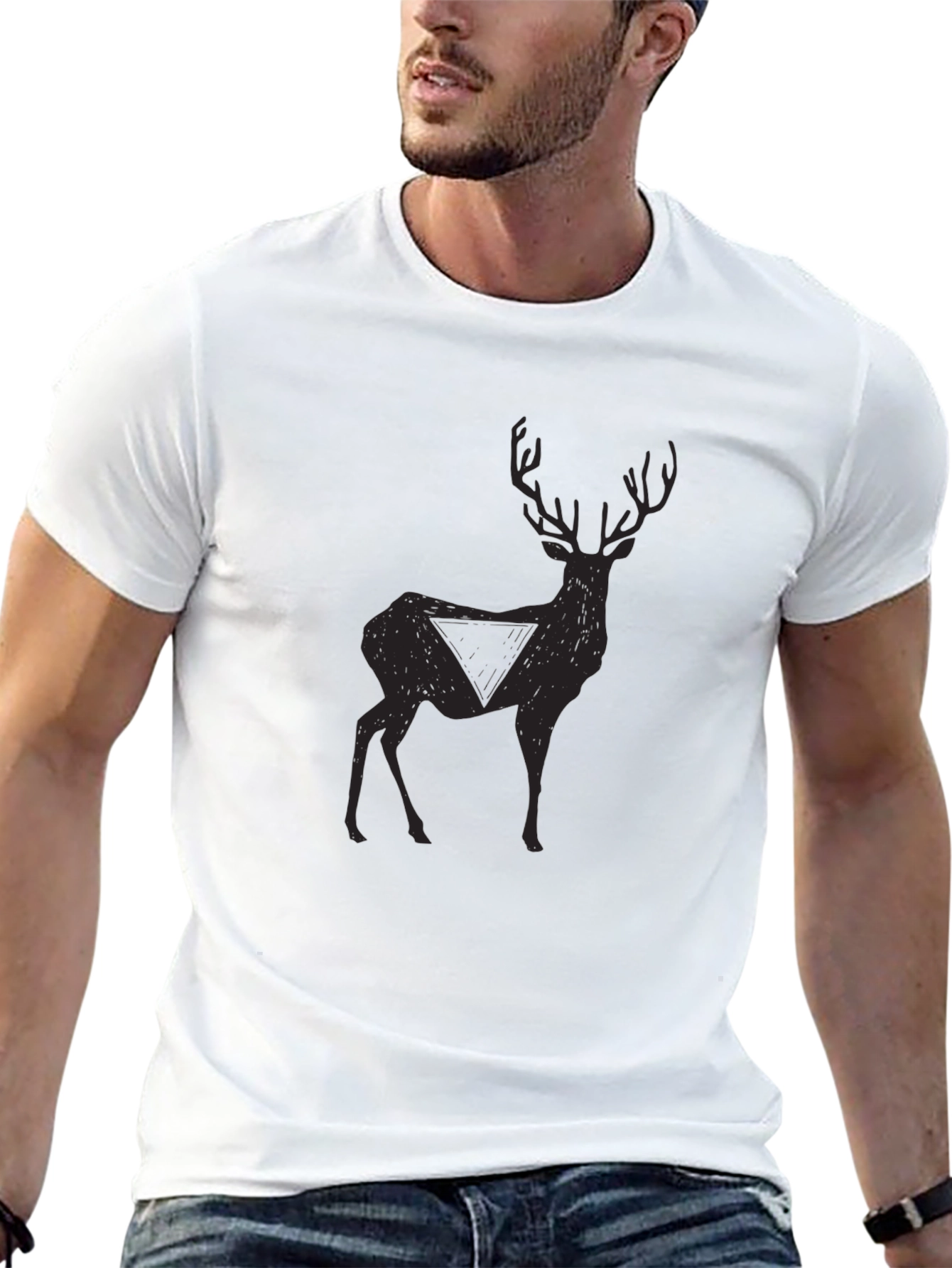 Mens Black Deer Graphic T-Shirt
