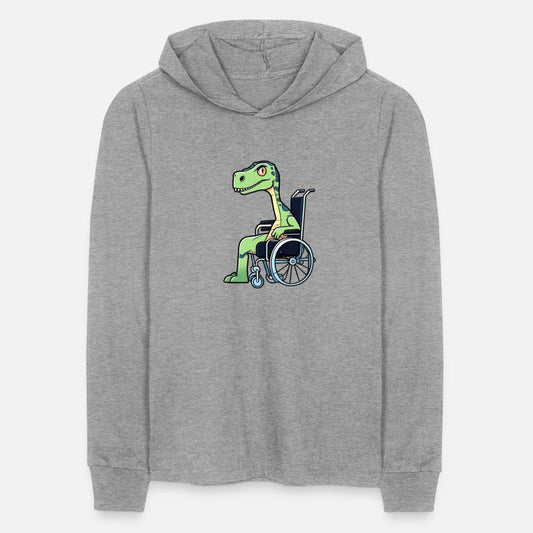 a broken legged dinosaur on wheelchair