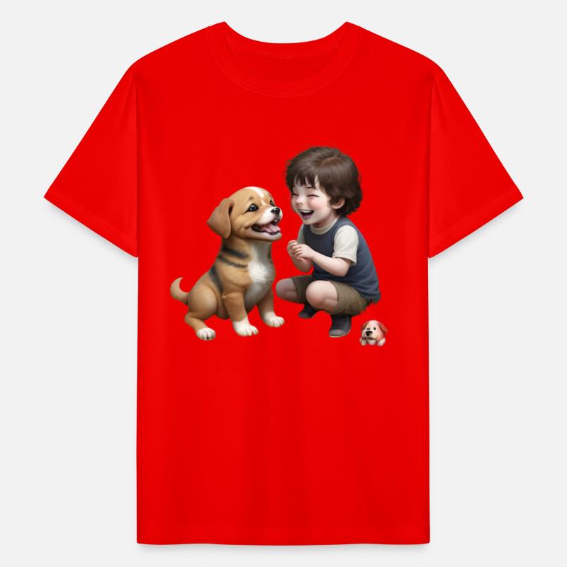 A Little Boy Playing with His Dog