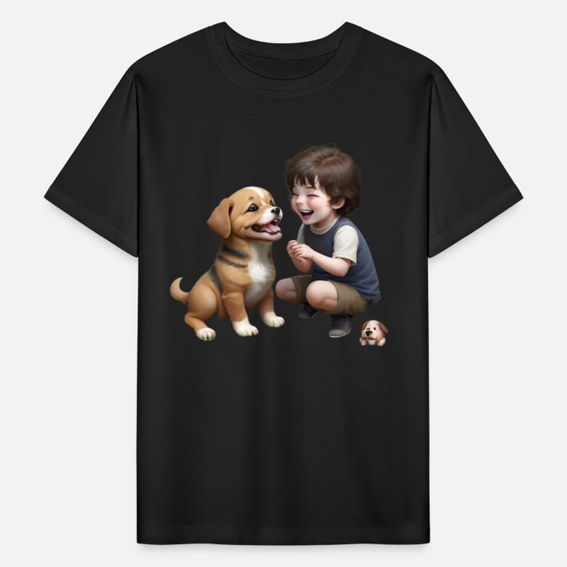 A Little Boy Playing with His Dog