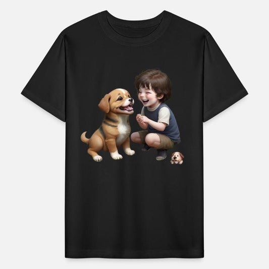 A Little Boy Playing with His Dog