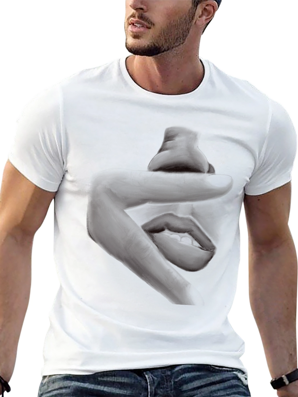 Black Graphic Tee - Abstract Design