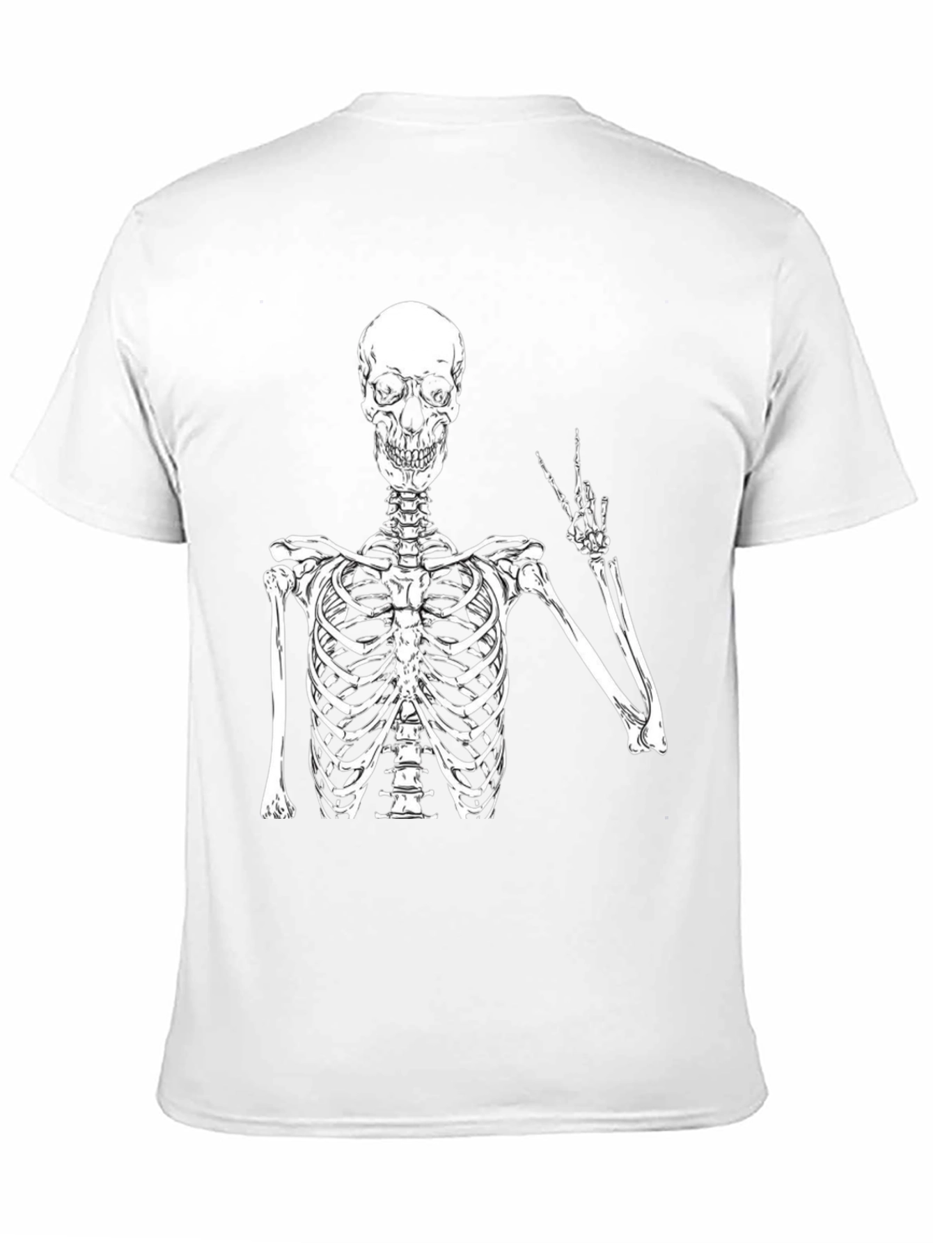 Skeleton Peace Sign Graphic T-Shirt - Black