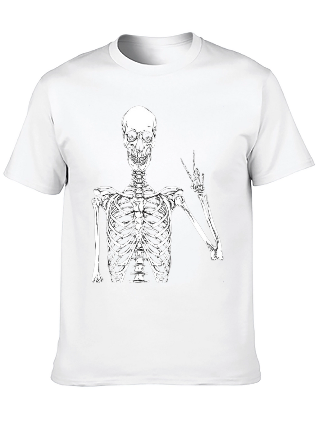 Skeleton Peace Sign Graphic T-Shirt - Black