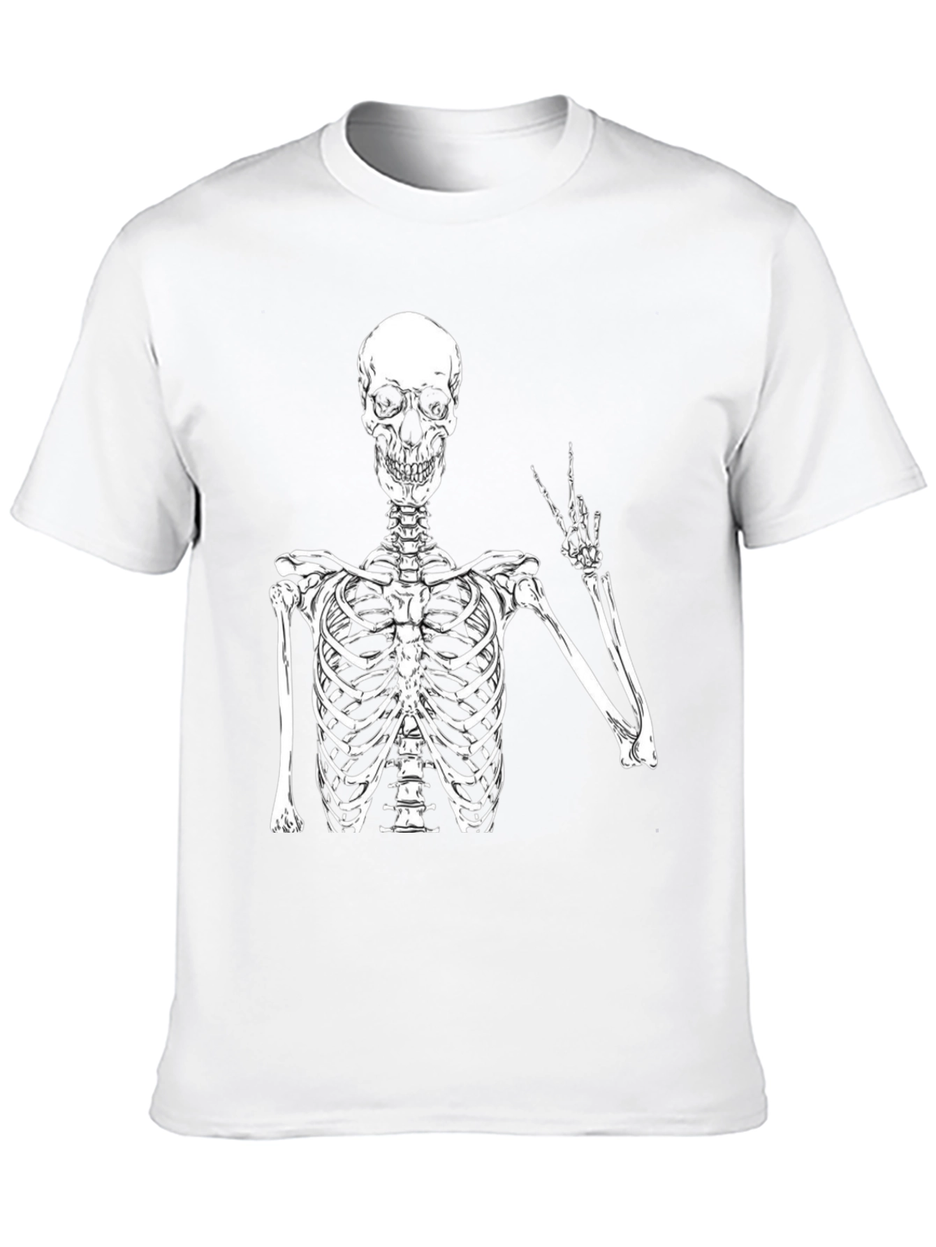 Skeleton Peace Sign Graphic T-Shirt - Black