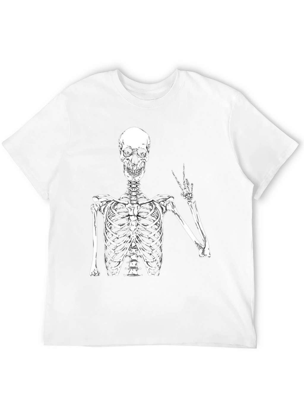 Skeleton Peace Sign Graphic T-Shirt - Black