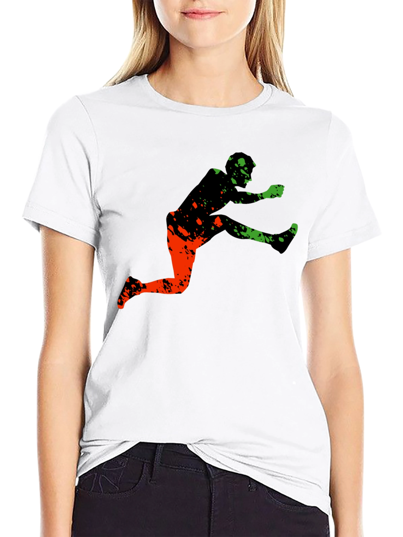 Athletic Graphic Tee - Leap Over Obstacles in Style