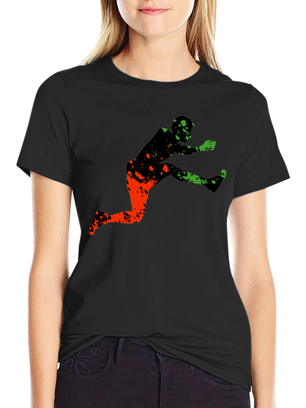Athletic Graphic Tee - Leap Over Obstacles in Style