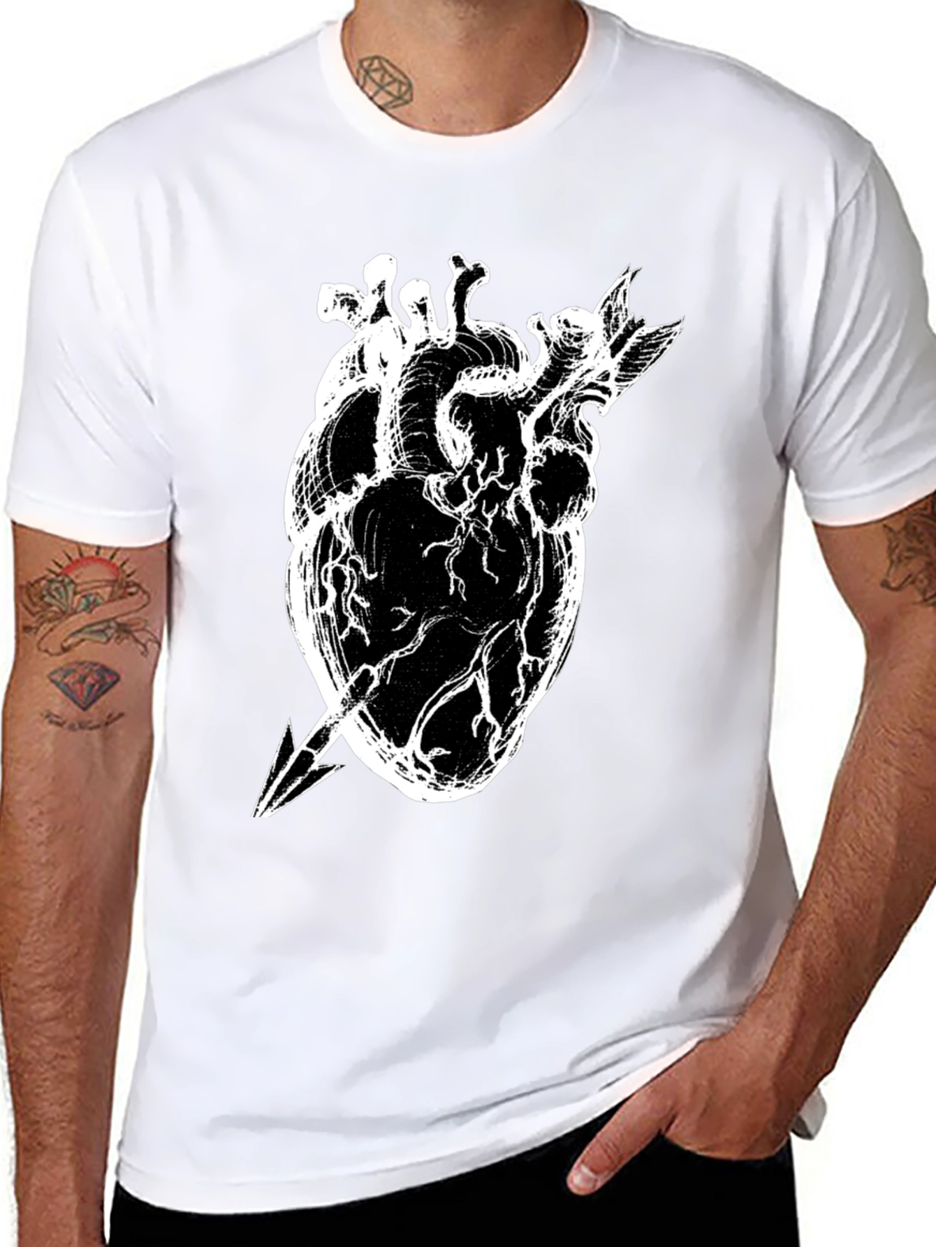 Anatomical Heart Arrow Graphic Tee - Unique Style
