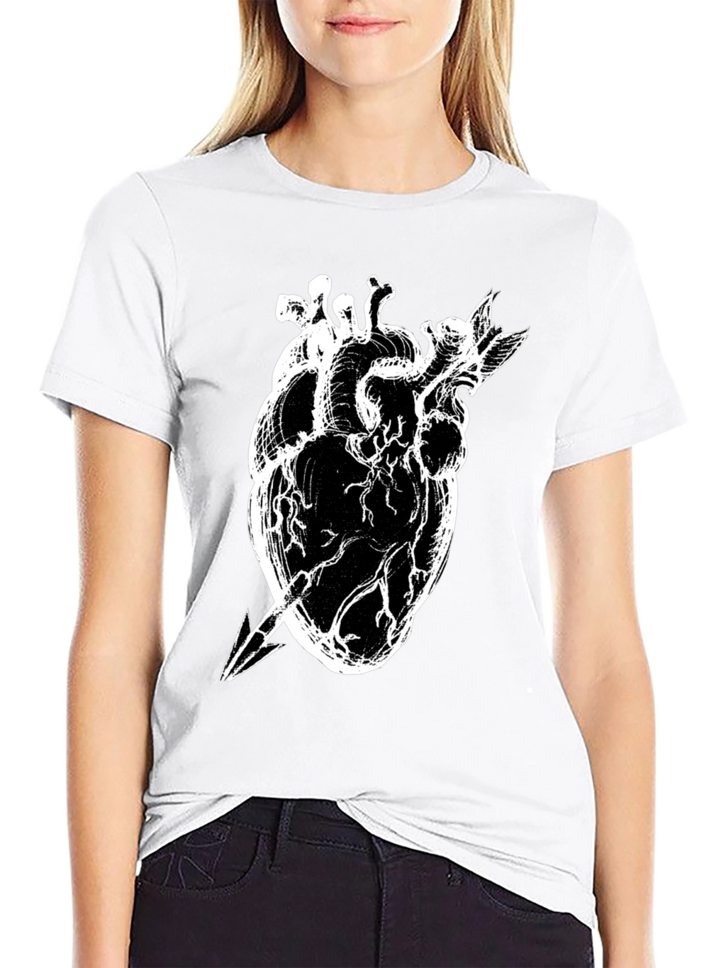 Anatomical Heart Arrow Graphic Tee - Unique Style
