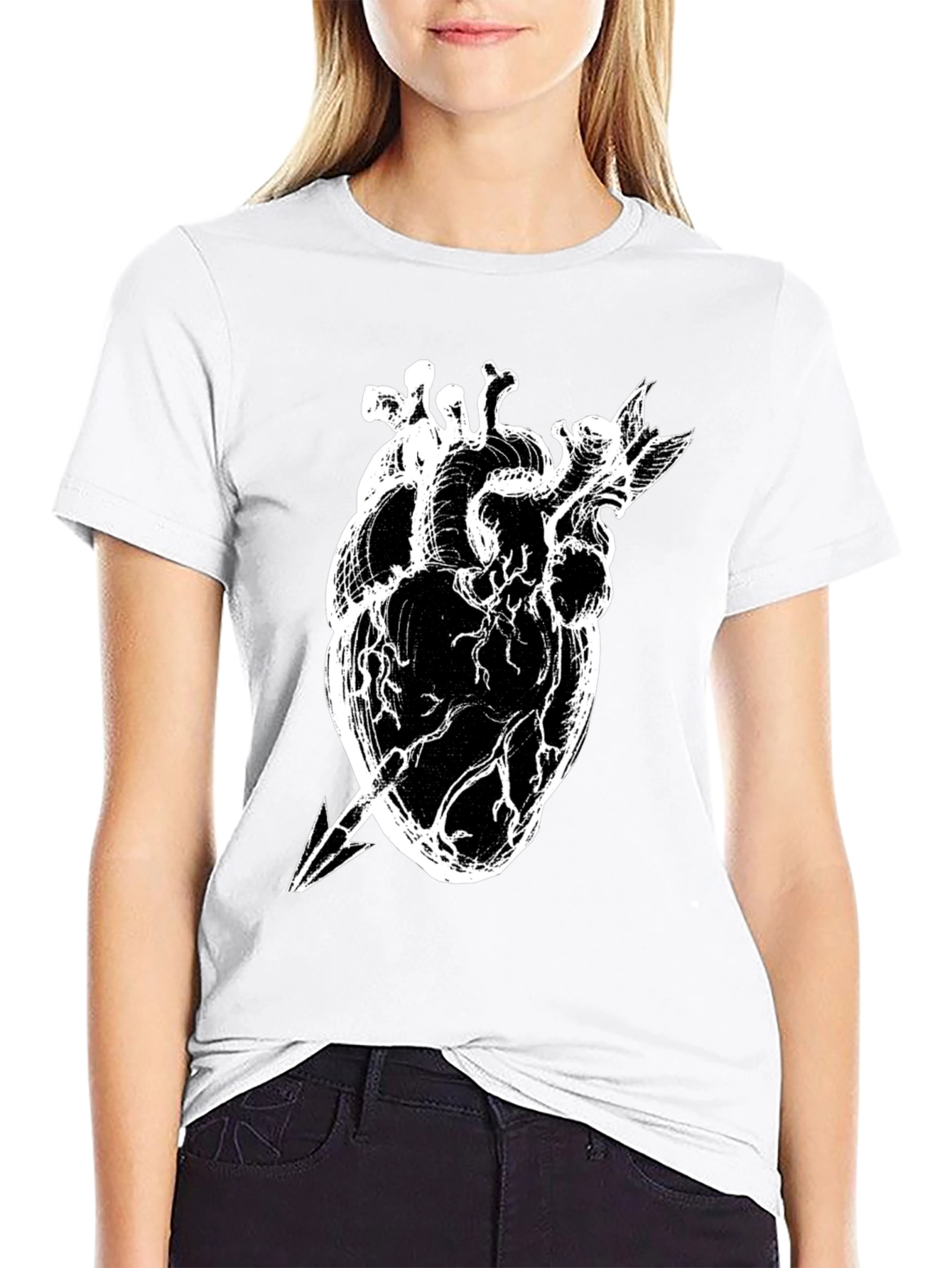 Anatomical Heart Arrow Graphic Tee - Unique Style