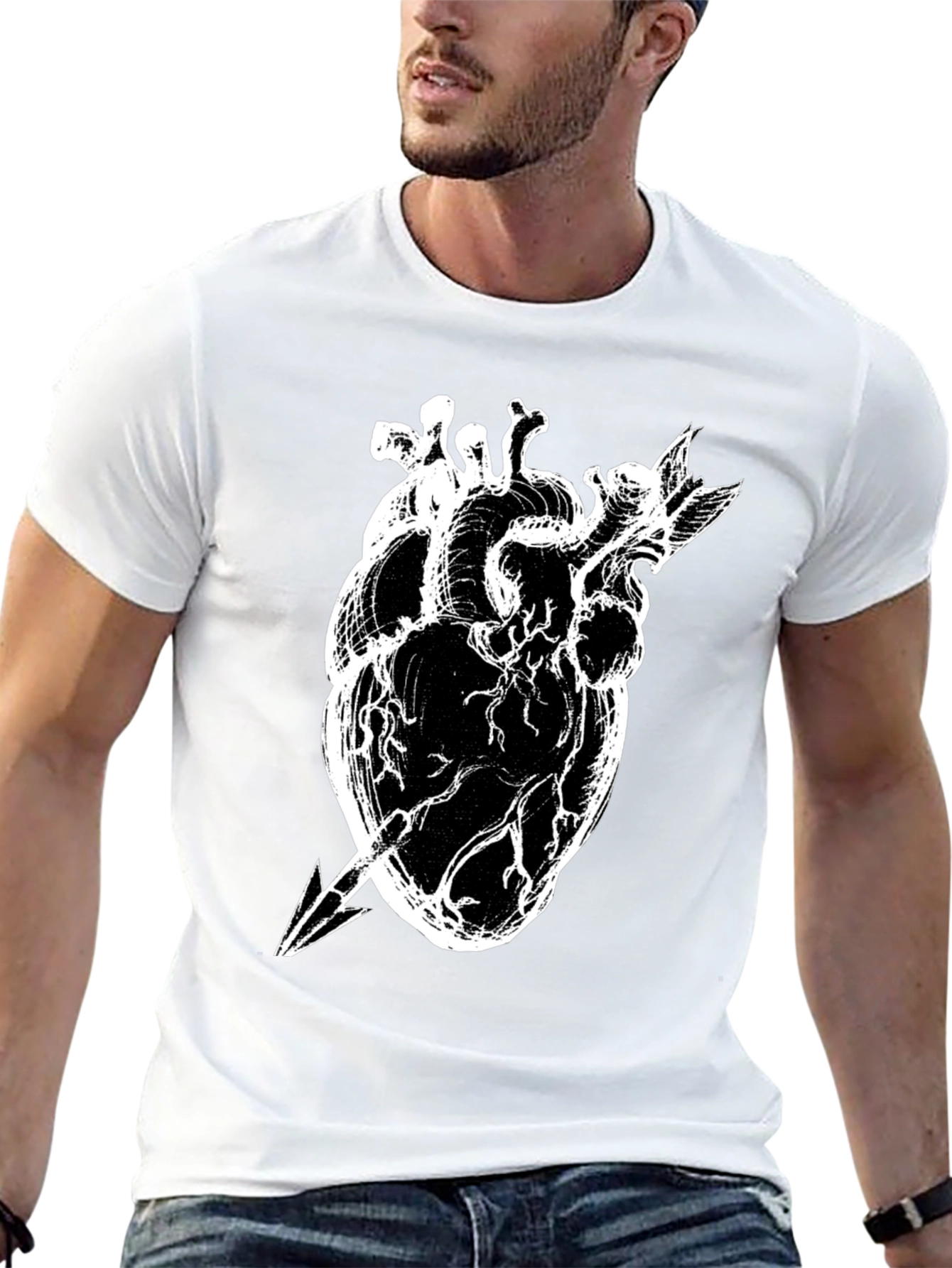 Anatomical Heart Arrow Graphic Tee - Unique Style