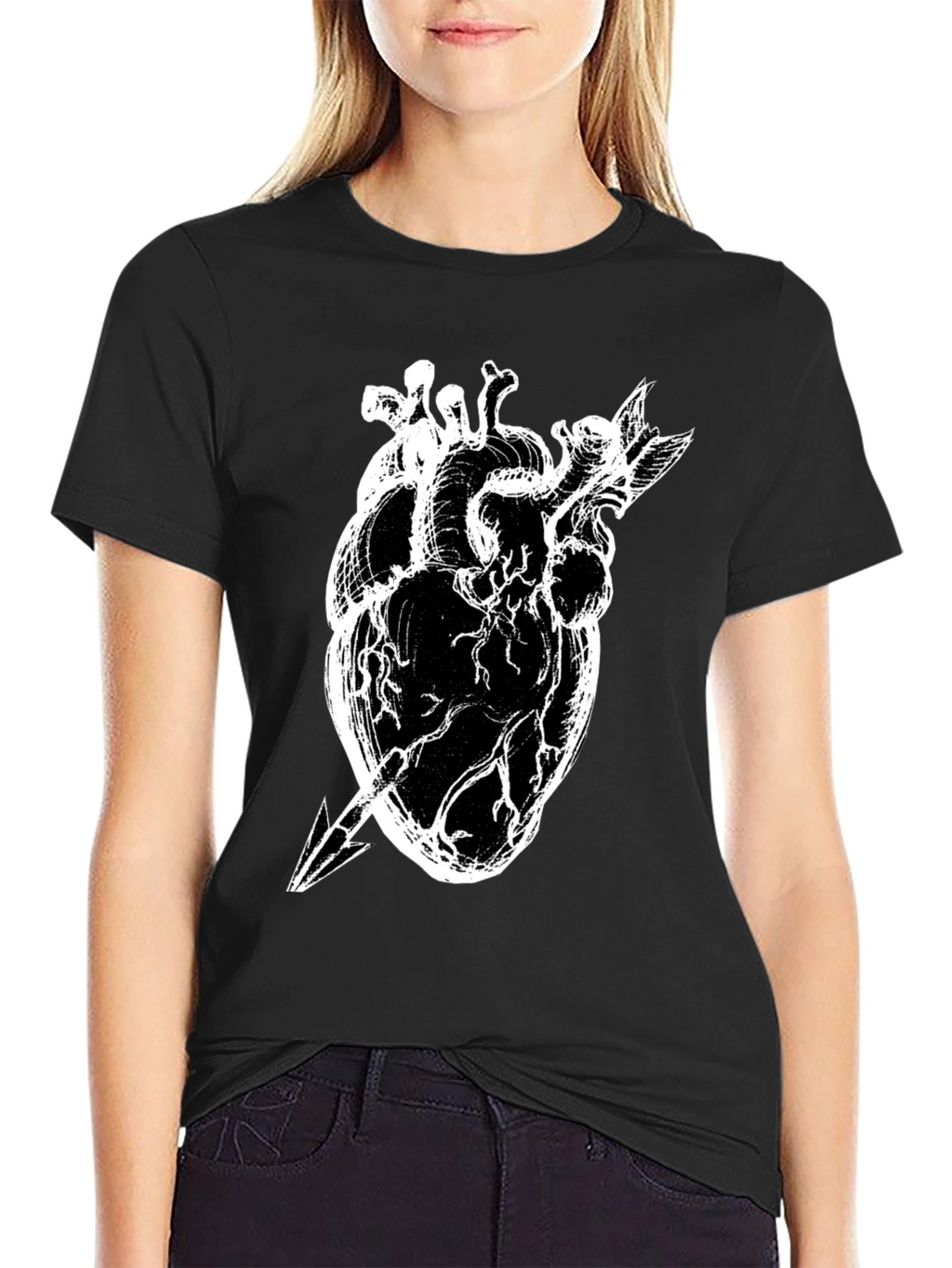 Anatomical Heart Arrow Graphic Tee - Unique Style