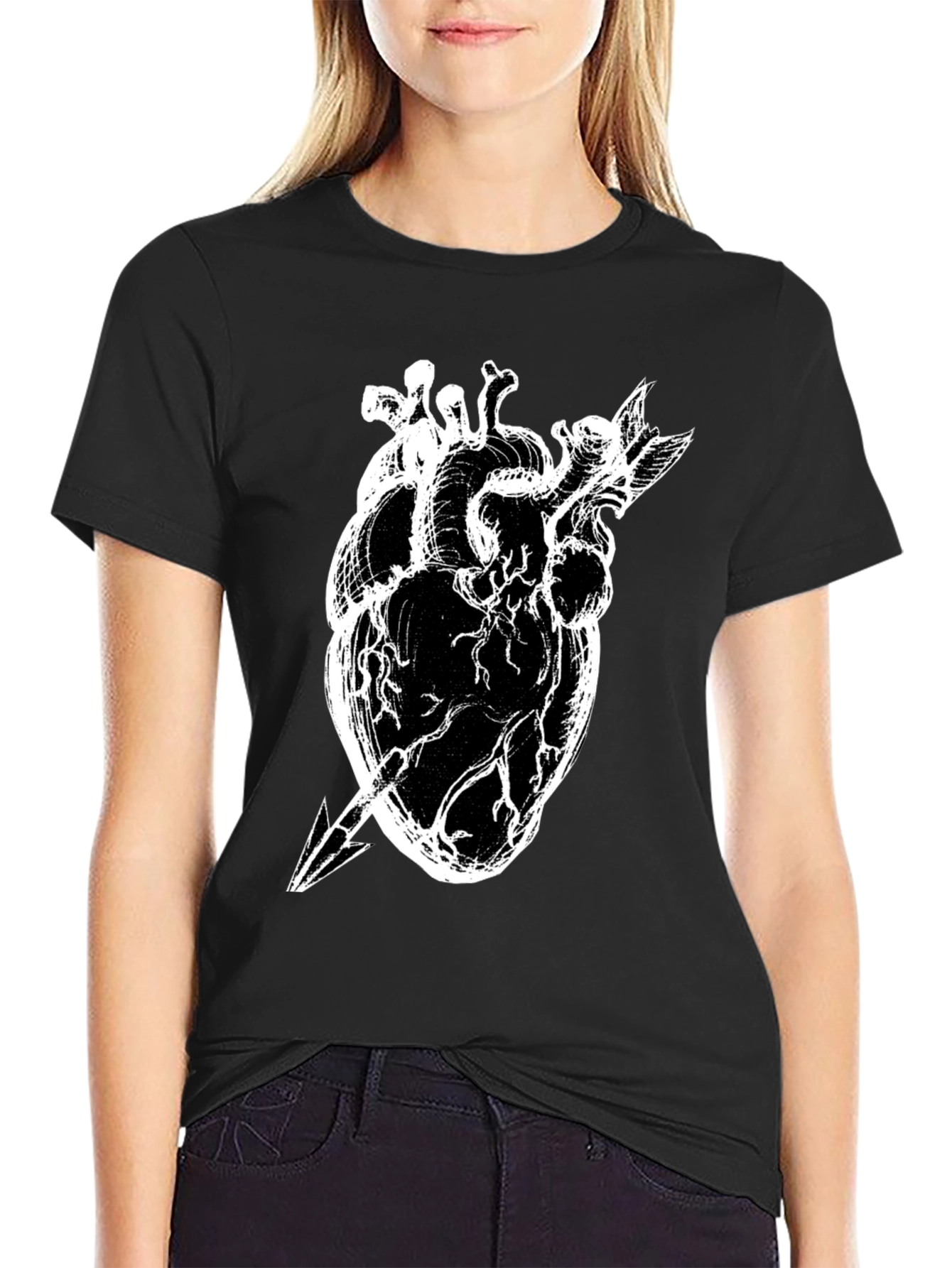 Anatomical Heart Arrow Graphic Tee - Unique Style