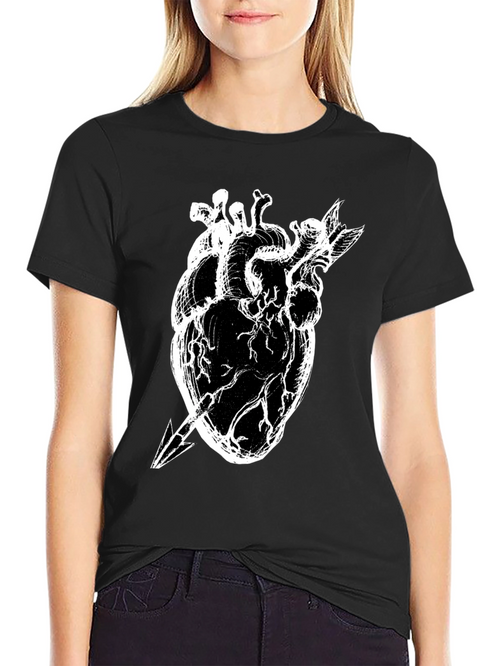 Anatomical Heart Arrow Graphic Tee - Unique Style