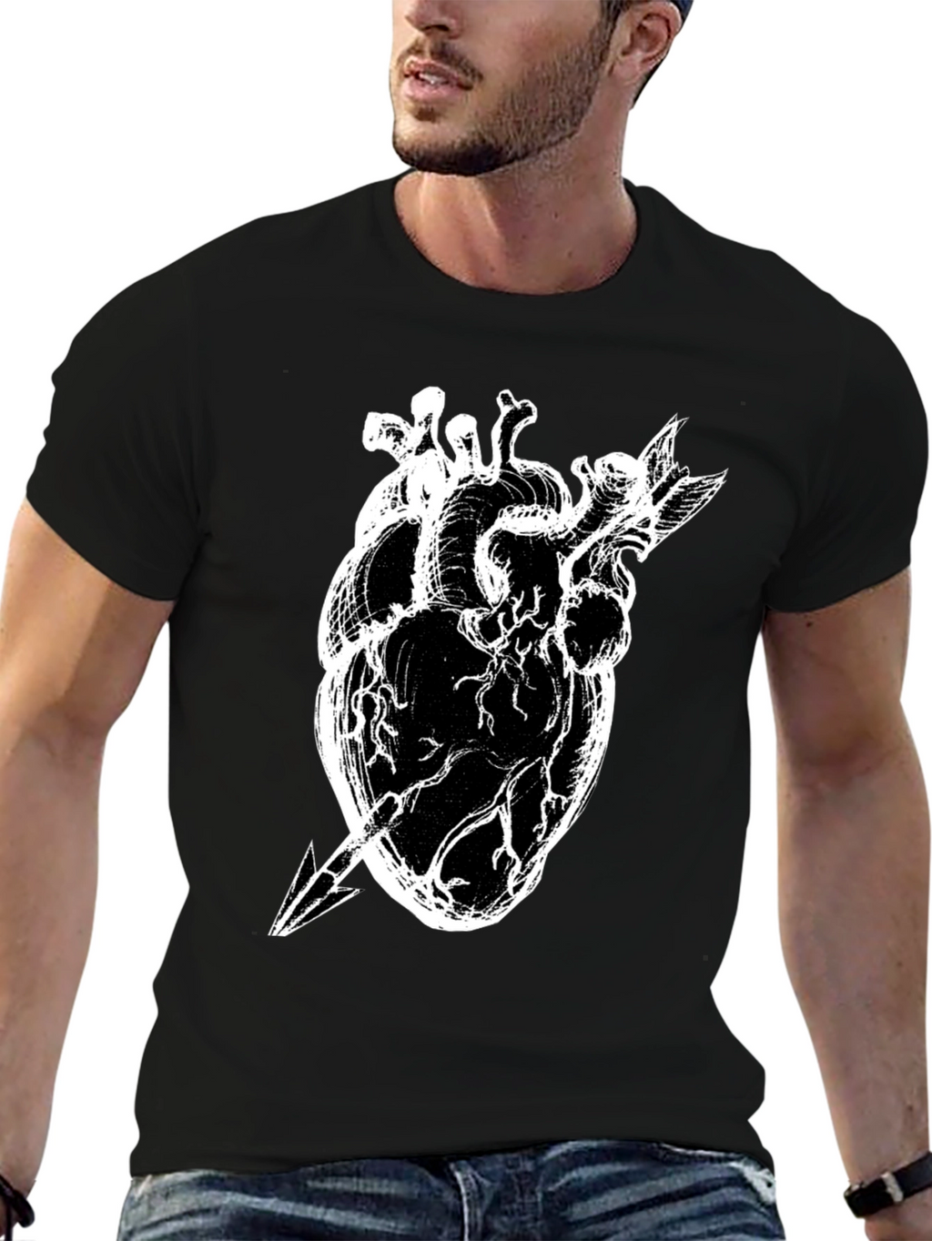Anatomical Heart Arrow Graphic Tee - Unique Style
