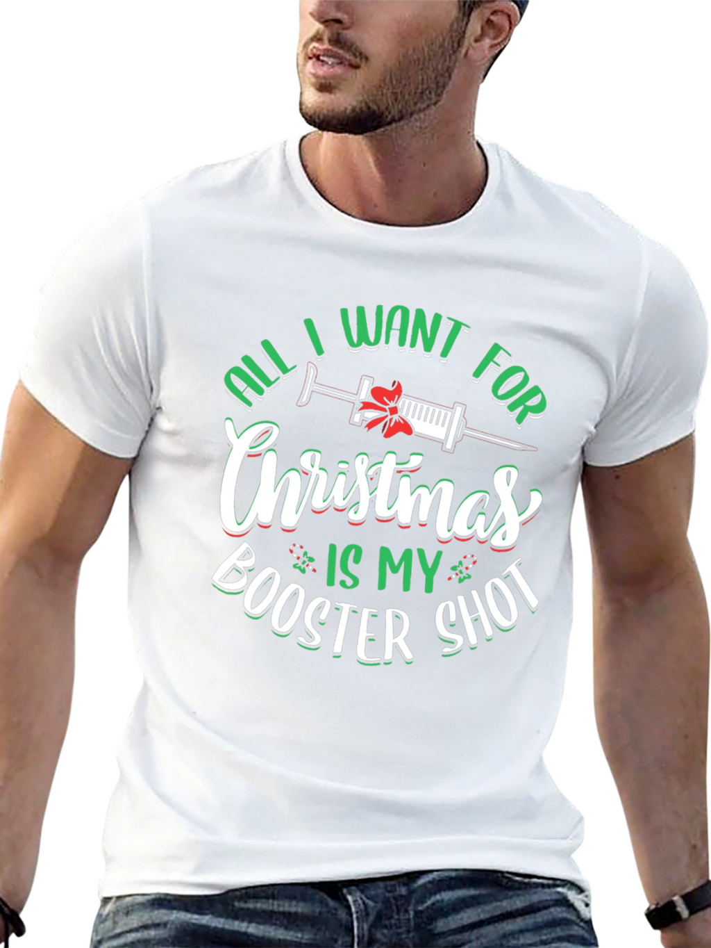 Christmas Booster Shot T-Shirt - Holiday Vaccine Tee