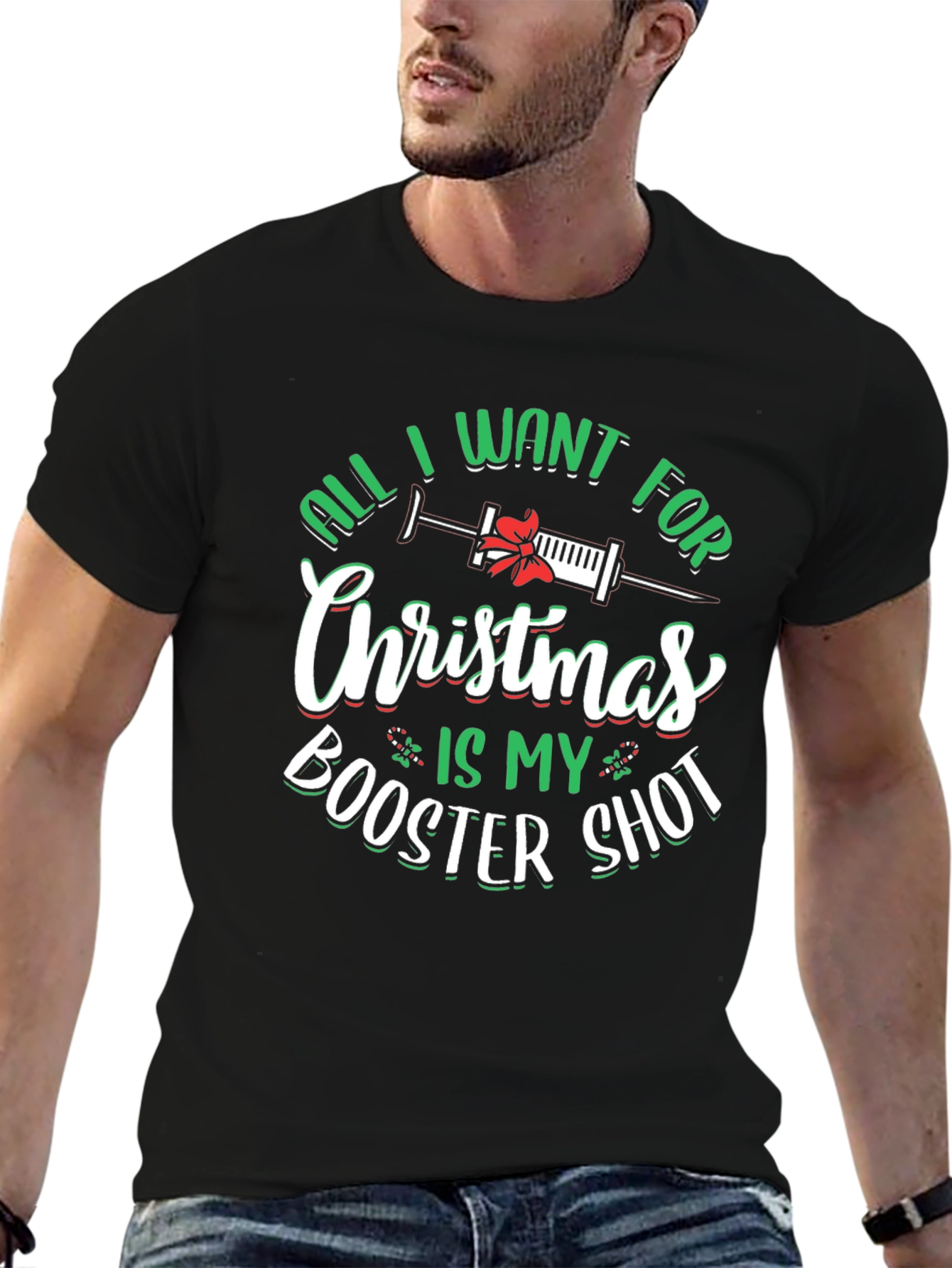 Christmas Booster Shot T-Shirt - Holiday Vaccine Tee