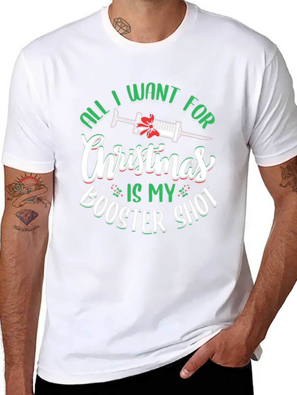 Christmas Booster Shot T-Shirt - Holiday Vaccine Tee