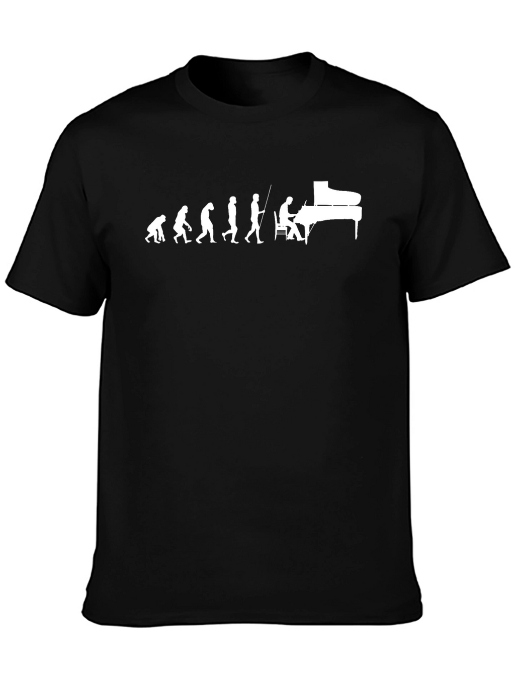 Evolution of Piano Player Black T-Shirt
