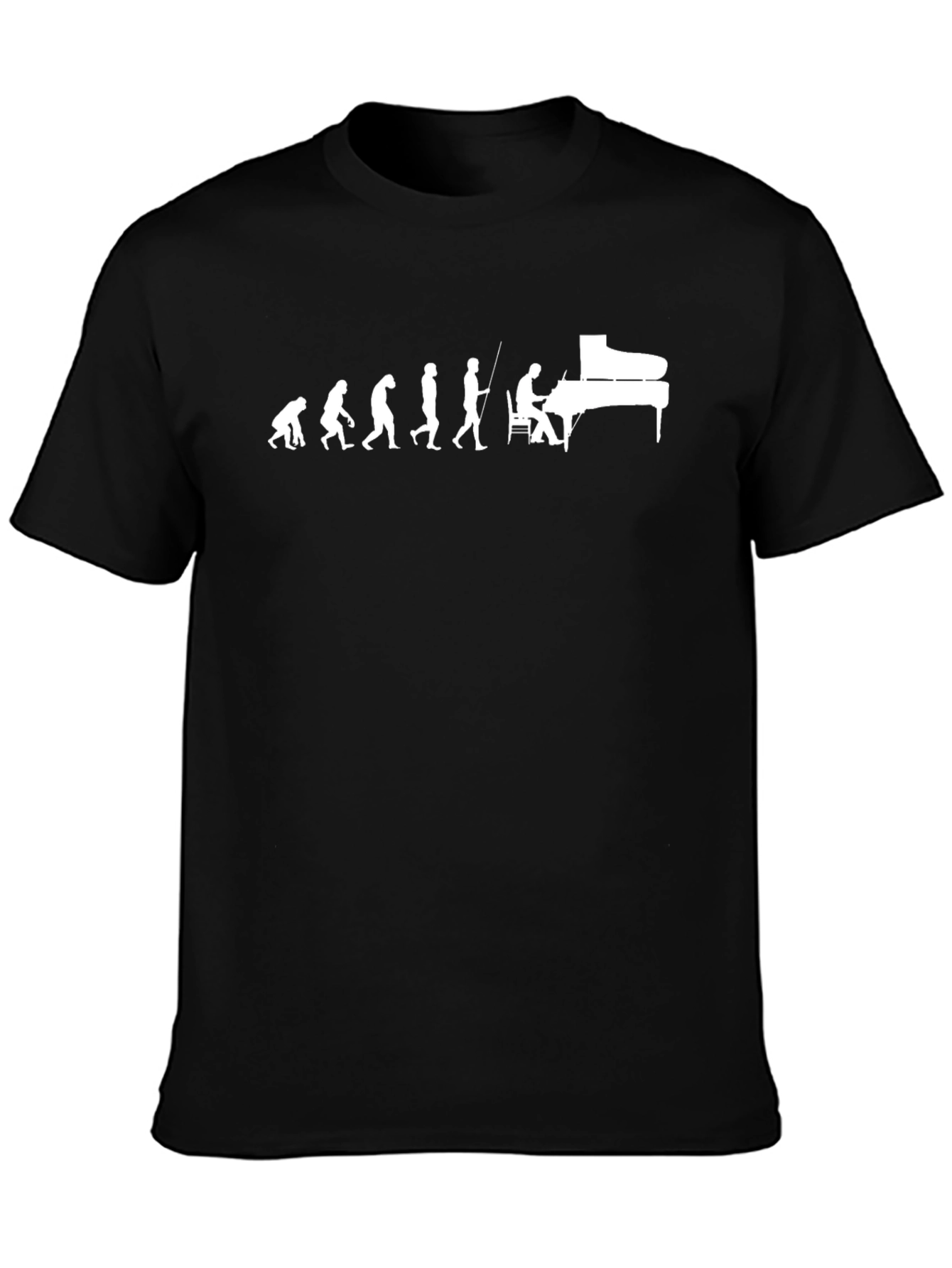 Evolution of Piano Player Black T-Shirt